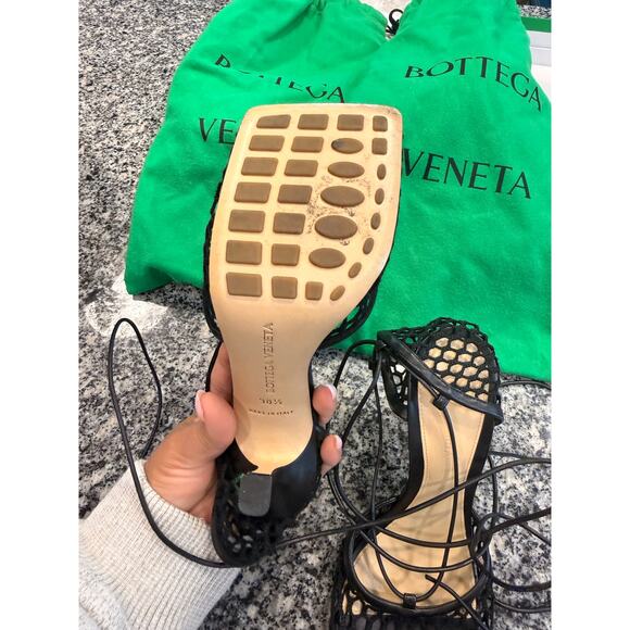 Bottega Veneta Black Stretch Mesh Square Toe Sandals 36 1/2 - Picture 7 of 16